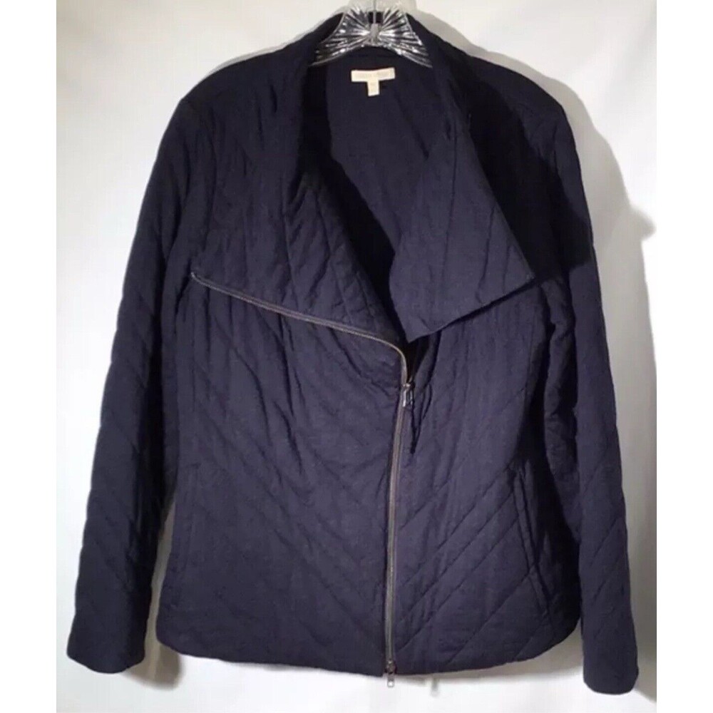 Woman EILEEN FISHER Quilted Zipper Moto Jacket Coat Sz Small EUC